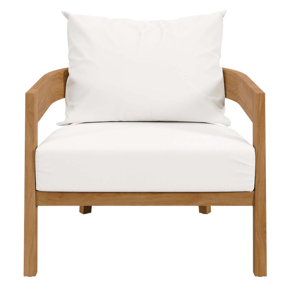 Brisbane 3-Piece Teak Wood Outdoor Patio Set - Natural White (2 Armchairs, Side Table)