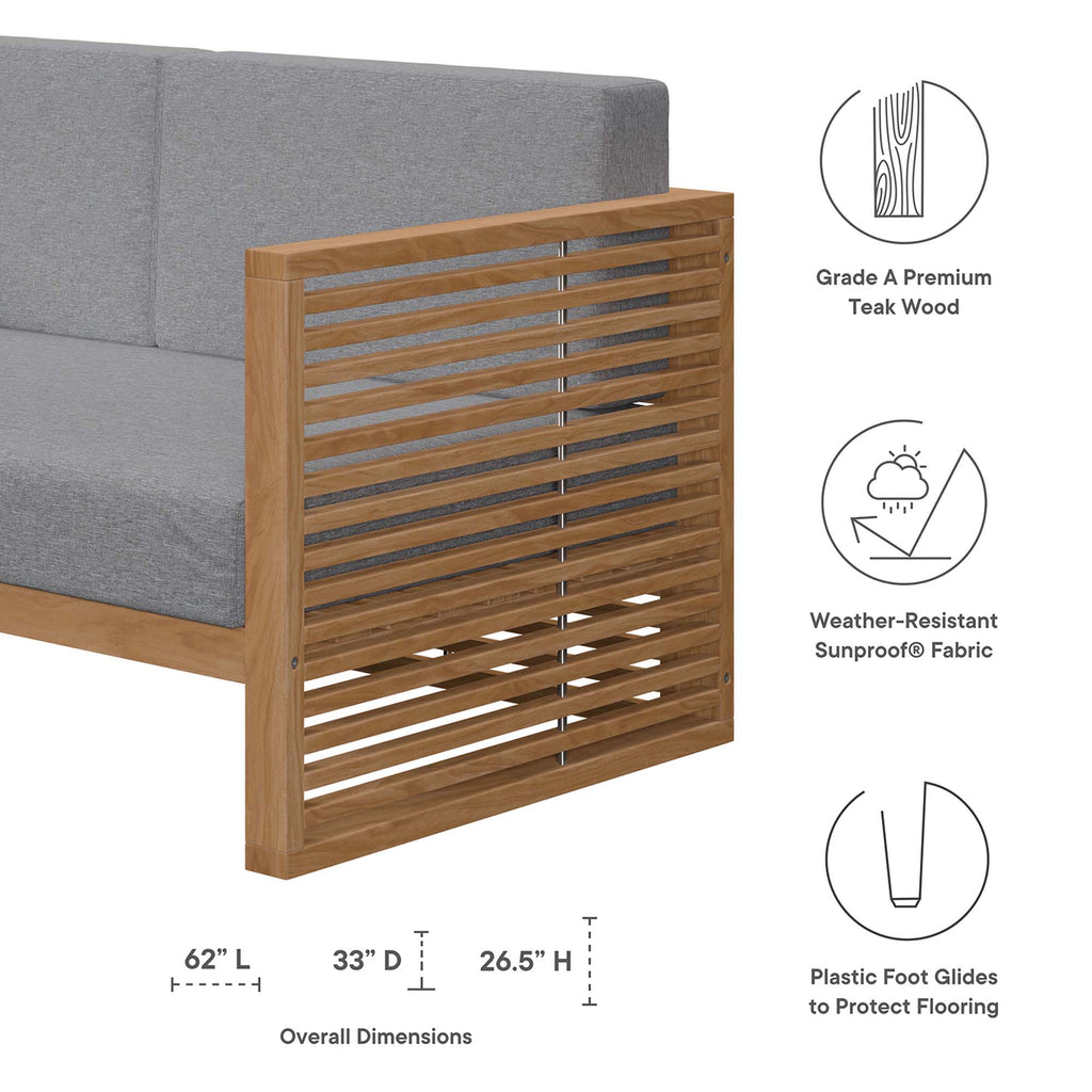 Carlsbad 6-Piece Teak Wood Outdoor Patio Set - Natural Gray