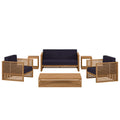 Carlsbad 6-Piece Teak Wood Outdoor Patio Set - Natural Navy