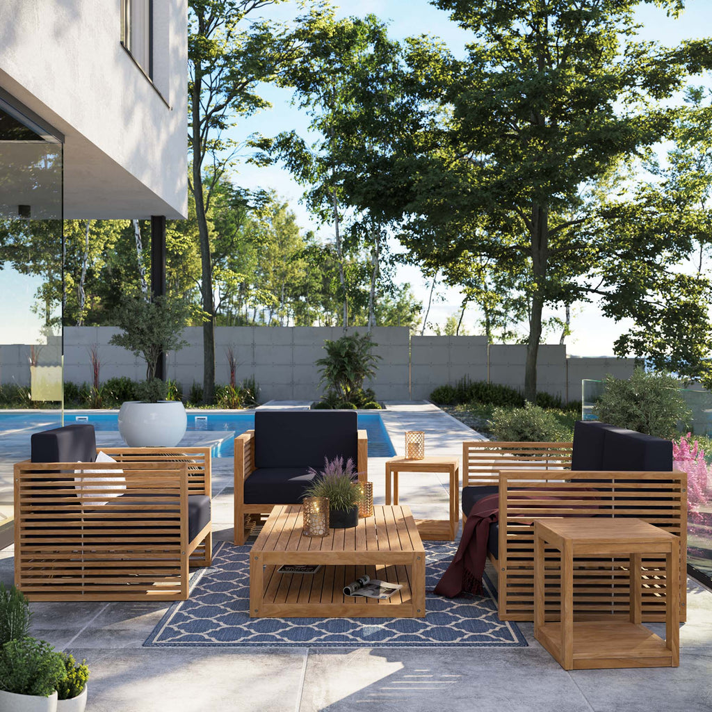 Carlsbad 6-Piece Teak Wood Outdoor Patio Set - Natural Navy