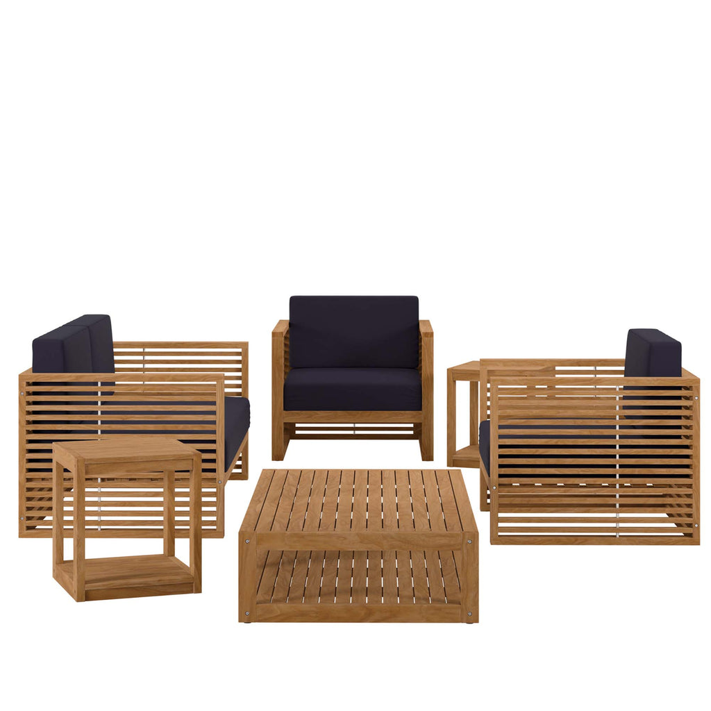Carlsbad 6-Piece Teak Wood Outdoor Patio Set - Natural Navy
