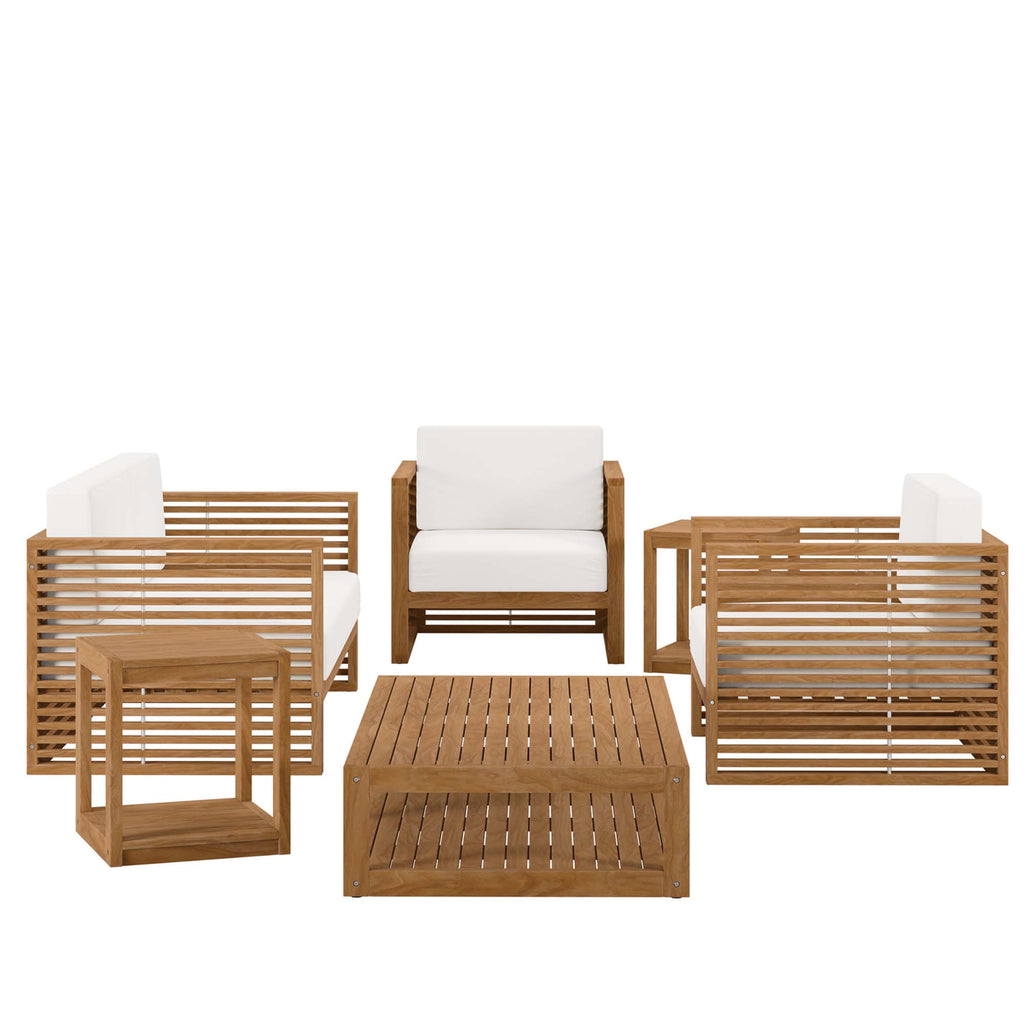 Carlsbad 6-Piece Teak Wood Outdoor Patio Set - Natural White