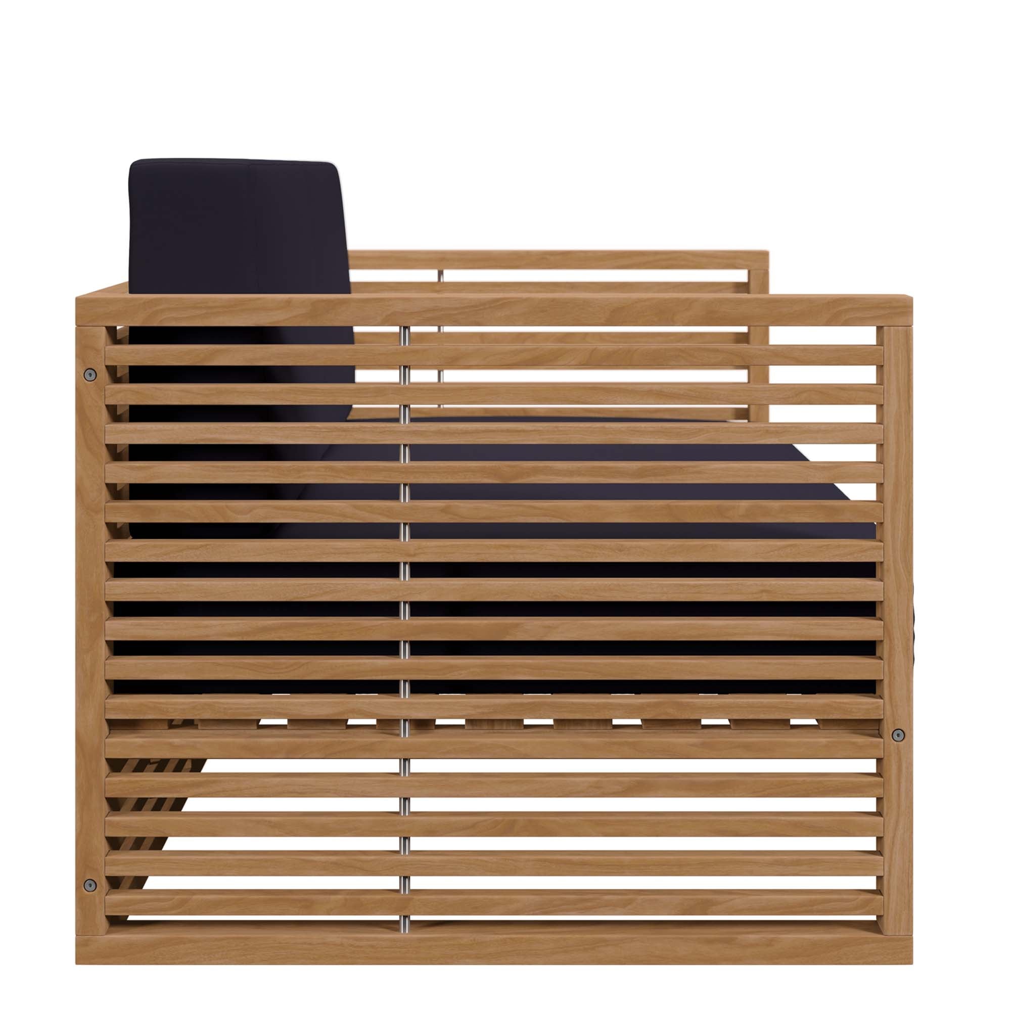 Carlsbad 3-Piece Teak Wood Outdoor Patio Set - Natural Navy (Armchair, Coffee Table, Loveseat)