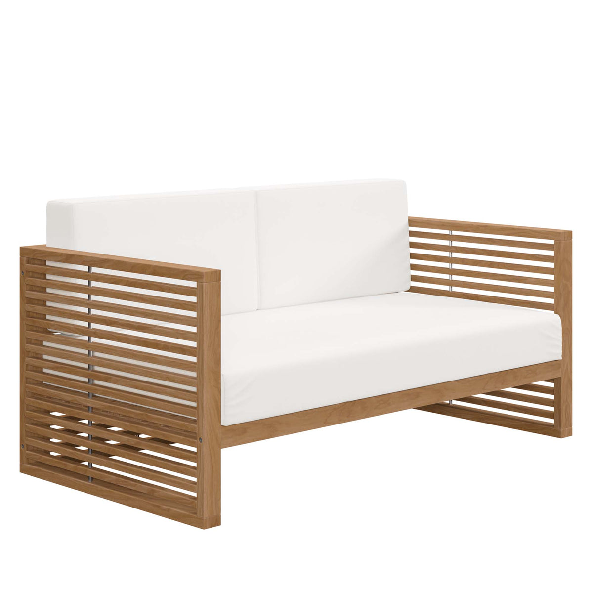 Carlsbad 3-Piece Teak Wood Outdoor Patio Set - Natural White (Armchair, Coffee Table, Loveseat)