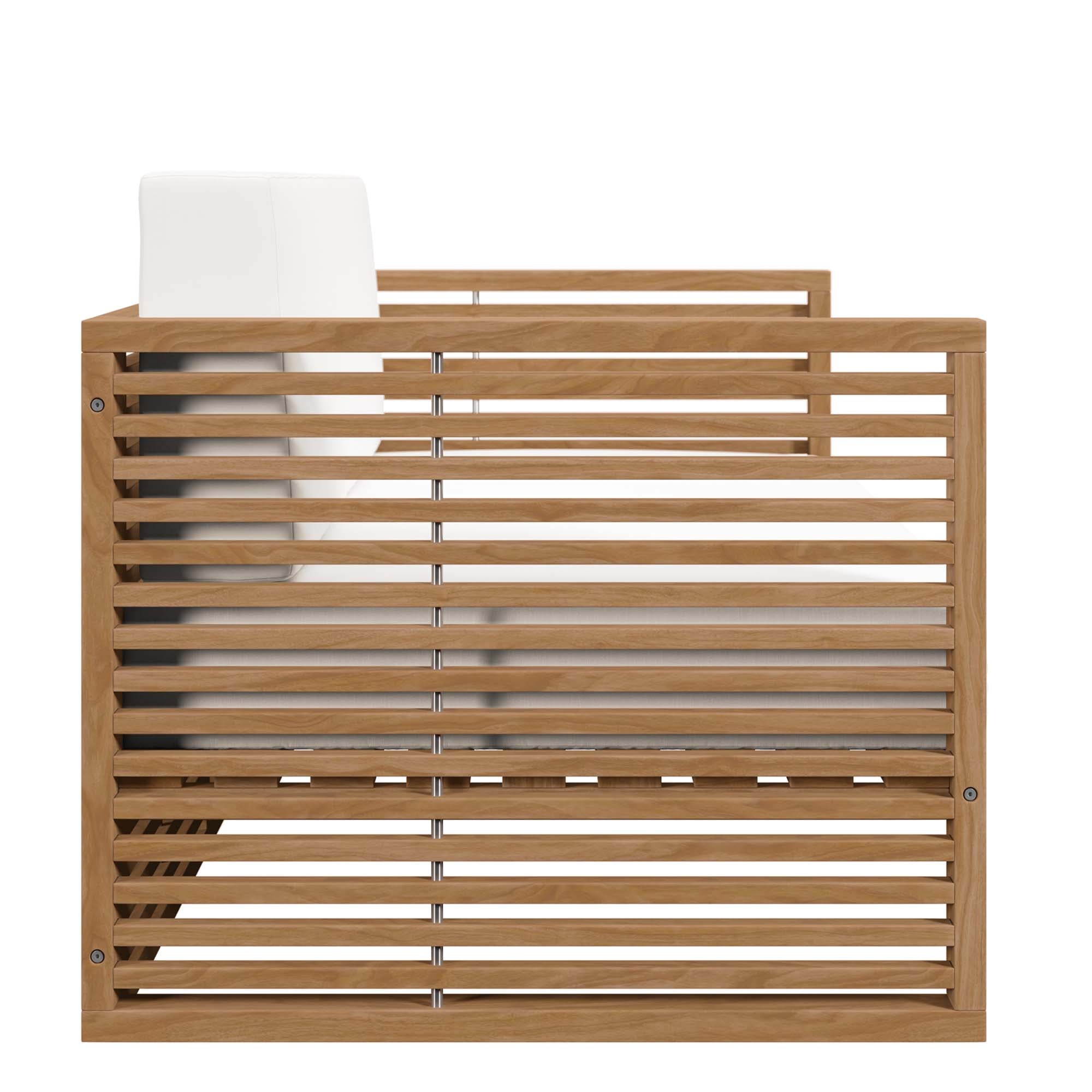 Carlsbad 3-Piece Teak Wood Outdoor Patio Set - Natural White (Armchair, Coffee Table, Loveseat)