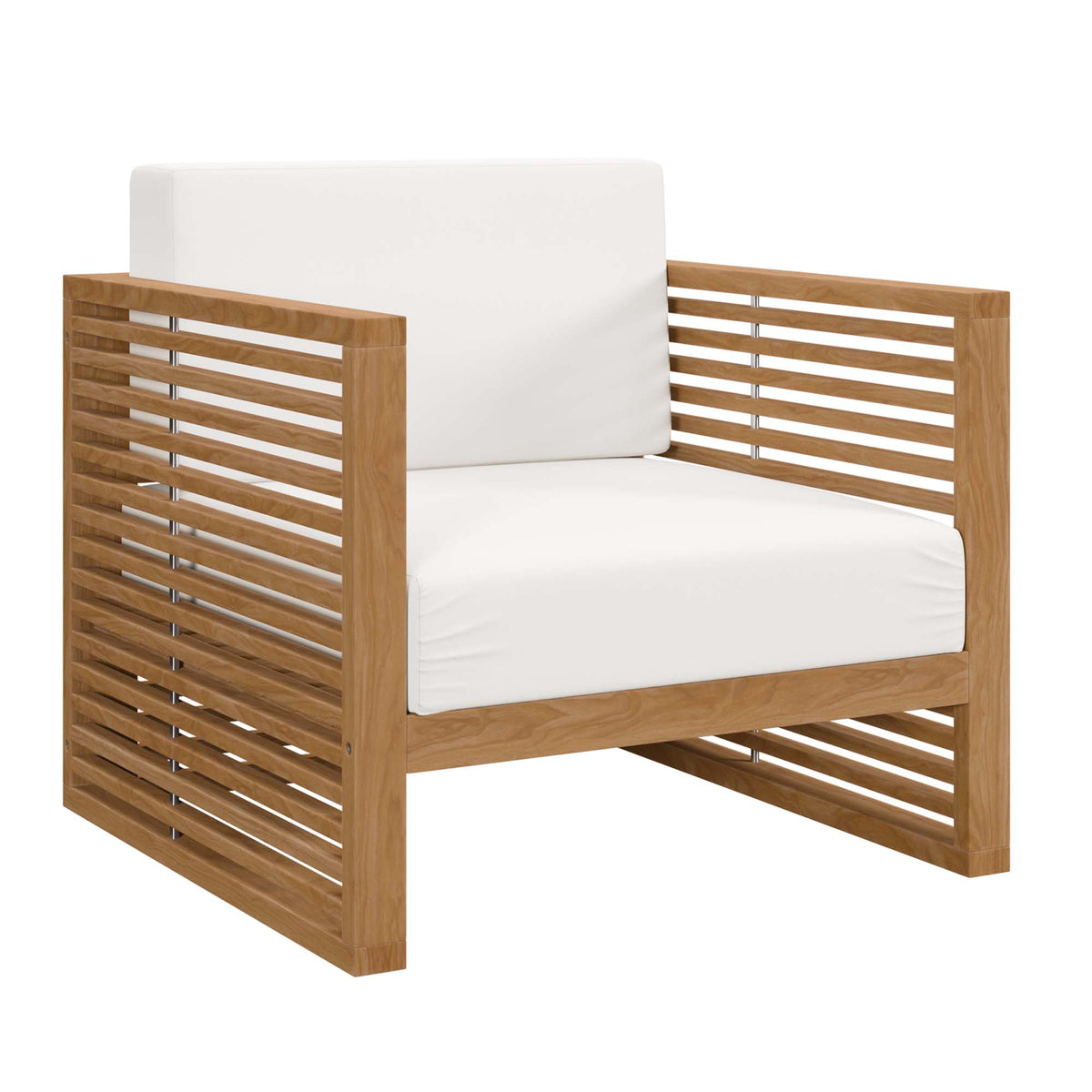 Carlsbad 3-Piece Teak Wood Outdoor Patio Set - Natural White (Armchair, Coffee Table, Loveseat)
