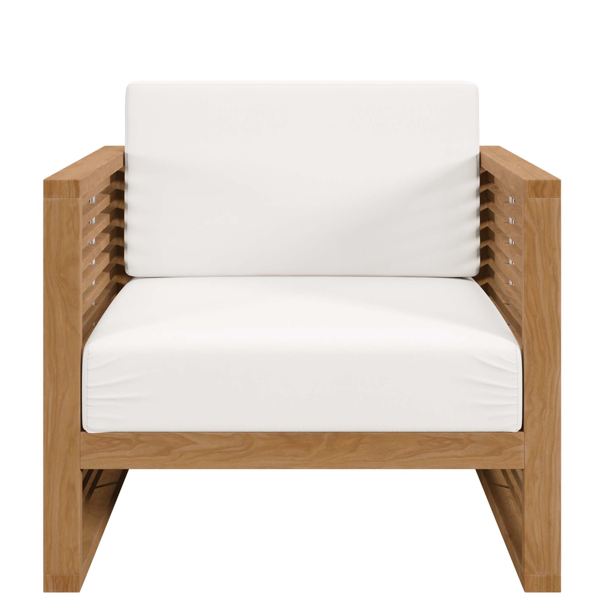 Carlsbad 3-Piece Teak Wood Outdoor Patio Set - Natural White (Armchair, Coffee Table, Loveseat)