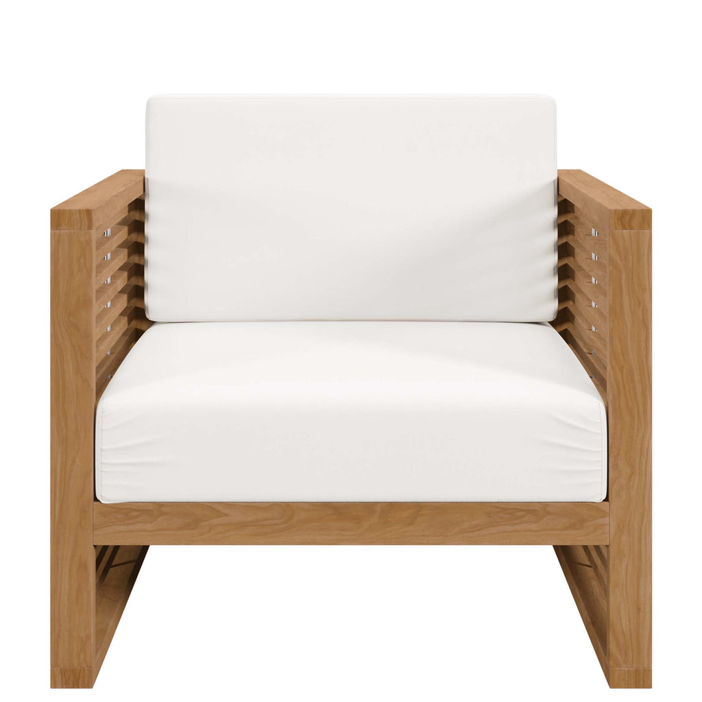Carlsbad 3-Piece Teak Wood Outdoor Patio Set - Natural White (2 Armchairs, Side Table)