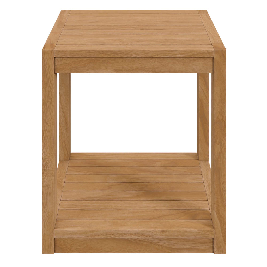 Carlsbad 3-Piece Teak Wood Outdoor Patio Set - Natural White (2 Armchairs, Side Table)
