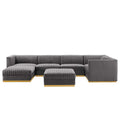 Sanguine 7-Piece Channel Tufted Performance Velvet Right-Facing Modular Sectional Sofa - Gray