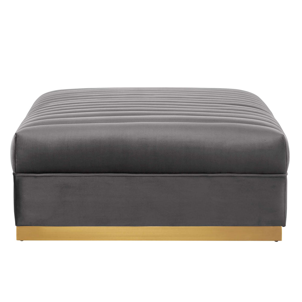 Sanguine 7-Piece Channel Tufted Performance Velvet Right-Facing Modular Sectional Sofa - Gray