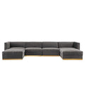Sanguine 6-Piece Channel Tufted Performance Velvet Modular Sectional Sofa - Gray