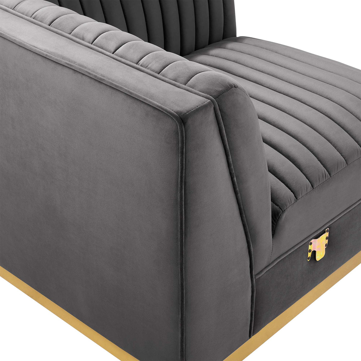 Sanguine 6-Piece Channel Tufted Performance Velvet Modular Sectional Sofa - Gray