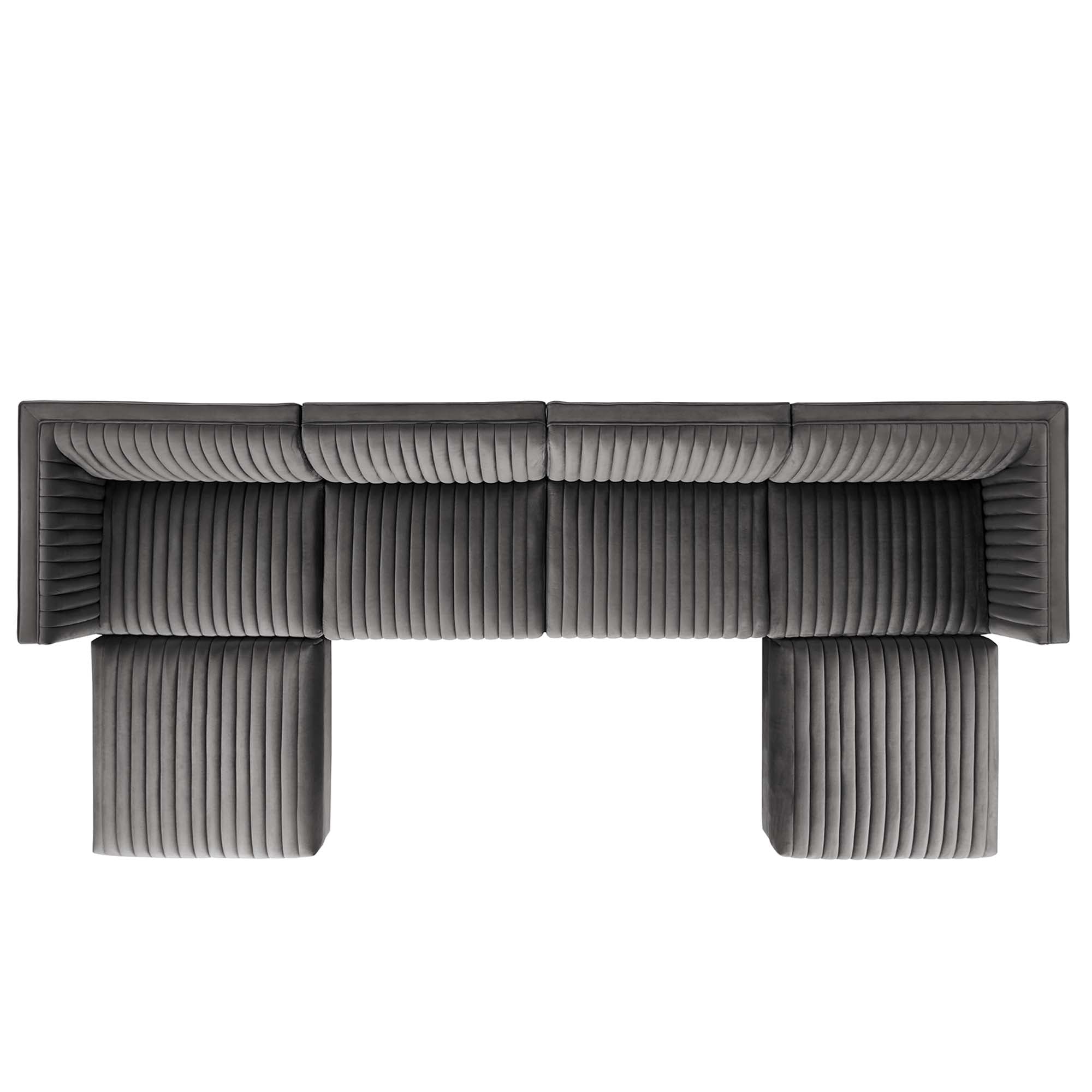 Sanguine 6-Piece Channel Tufted Performance Velvet Modular Sectional Sofa - Gray