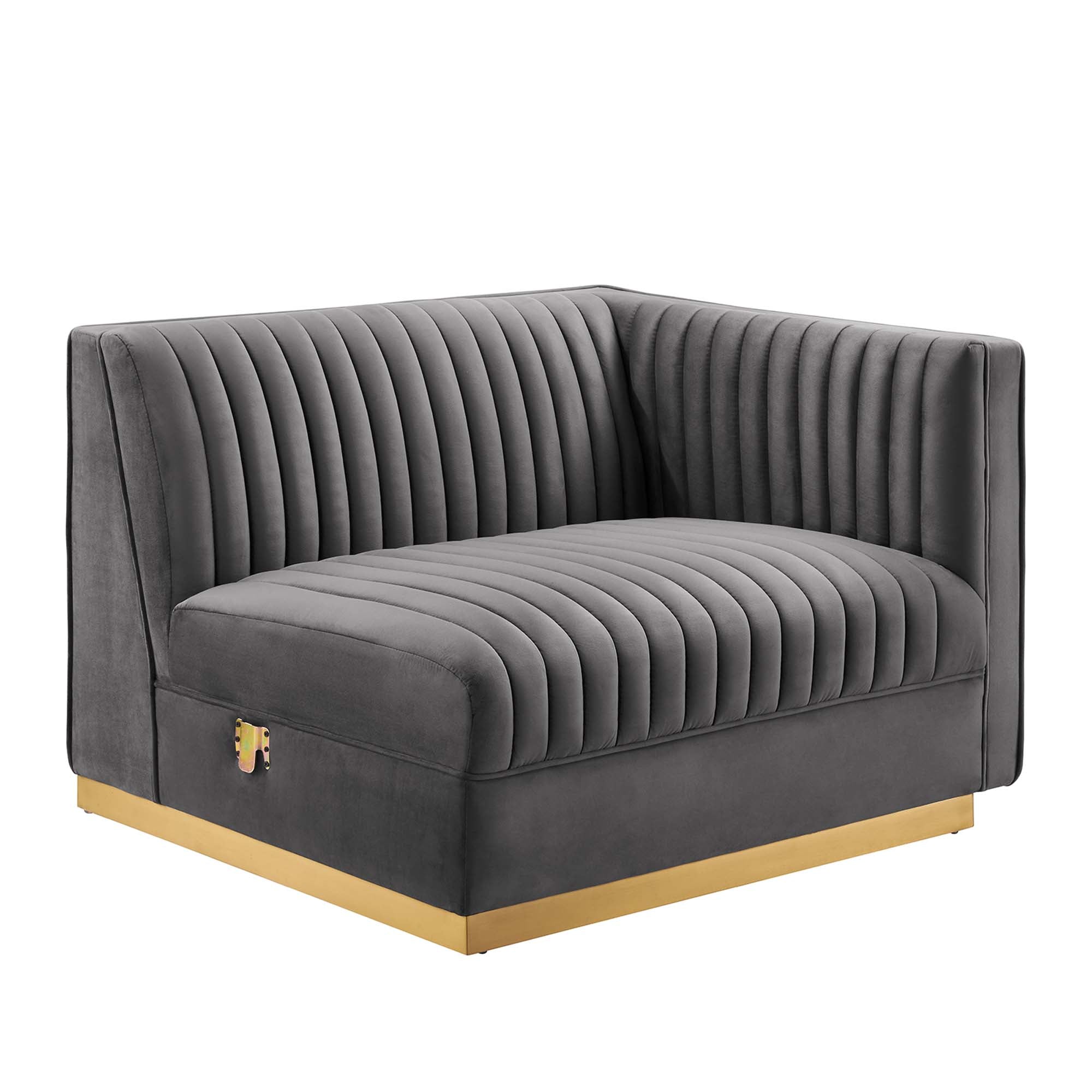 Sanguine 6-Piece Channel Tufted Performance Velvet Modular Sectional Sofa - Gray