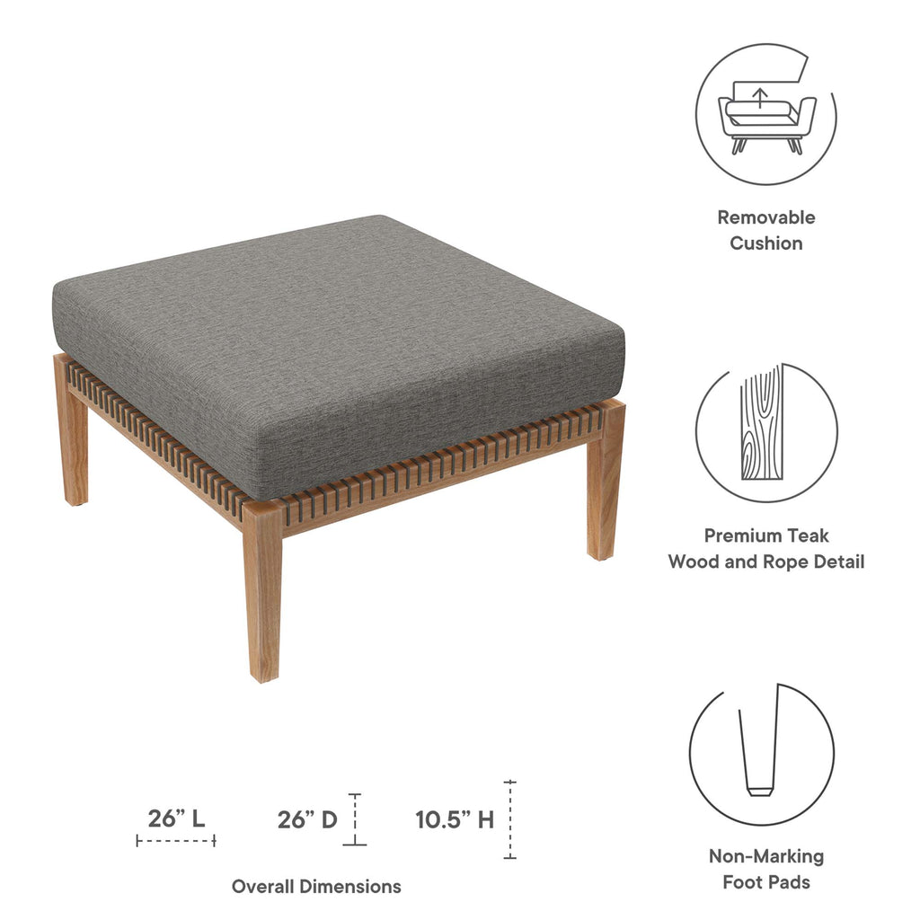 Clearwater Outdoor Patio Teak Wood Ottoman - Gray Graphite