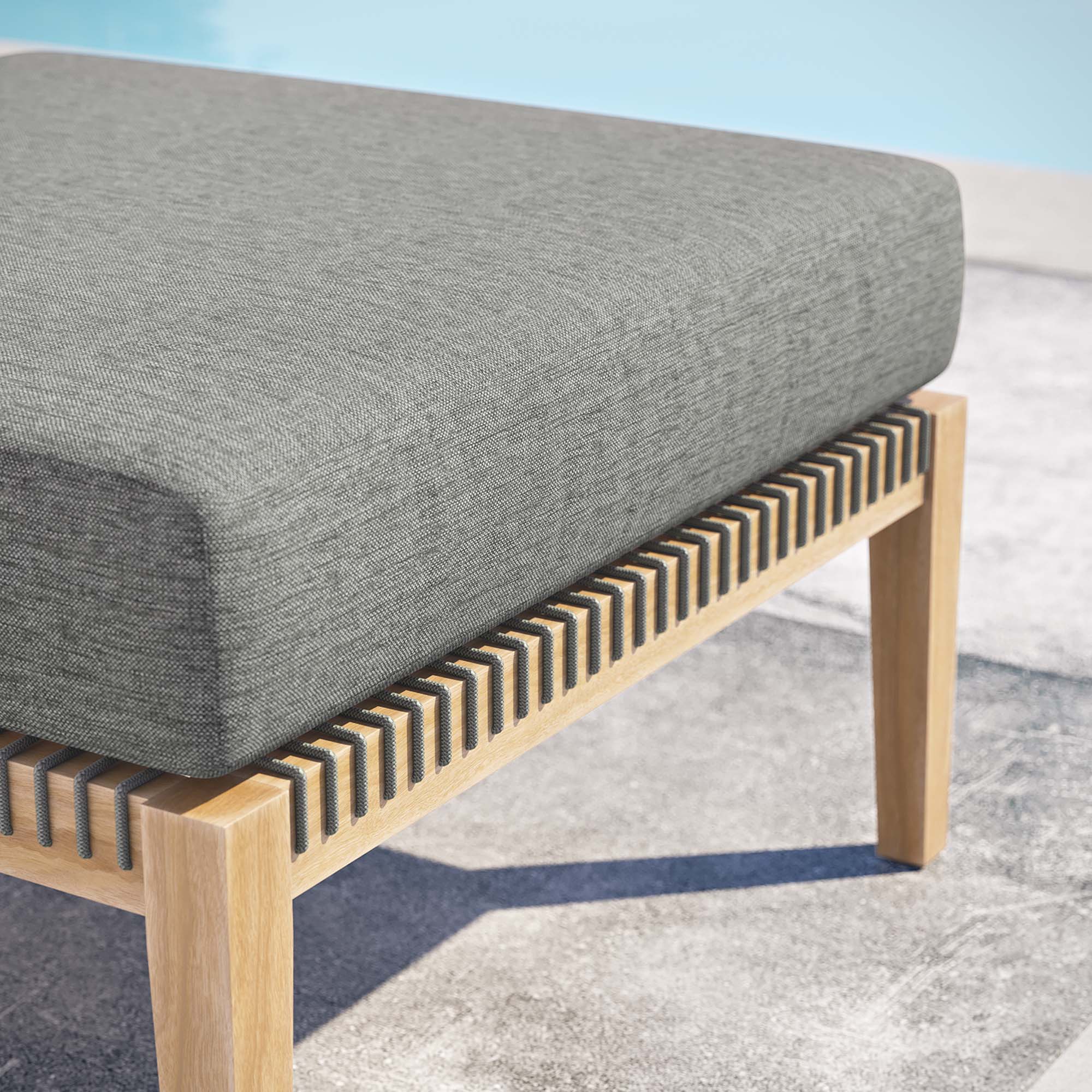 Clearwater Outdoor Patio Teak Wood Ottoman - Gray Graphite