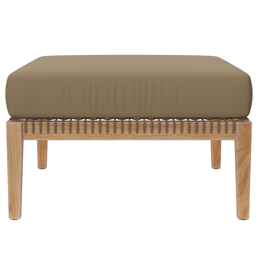Clearwater Outdoor Patio Teak Wood Ottoman - Gray Light Brown