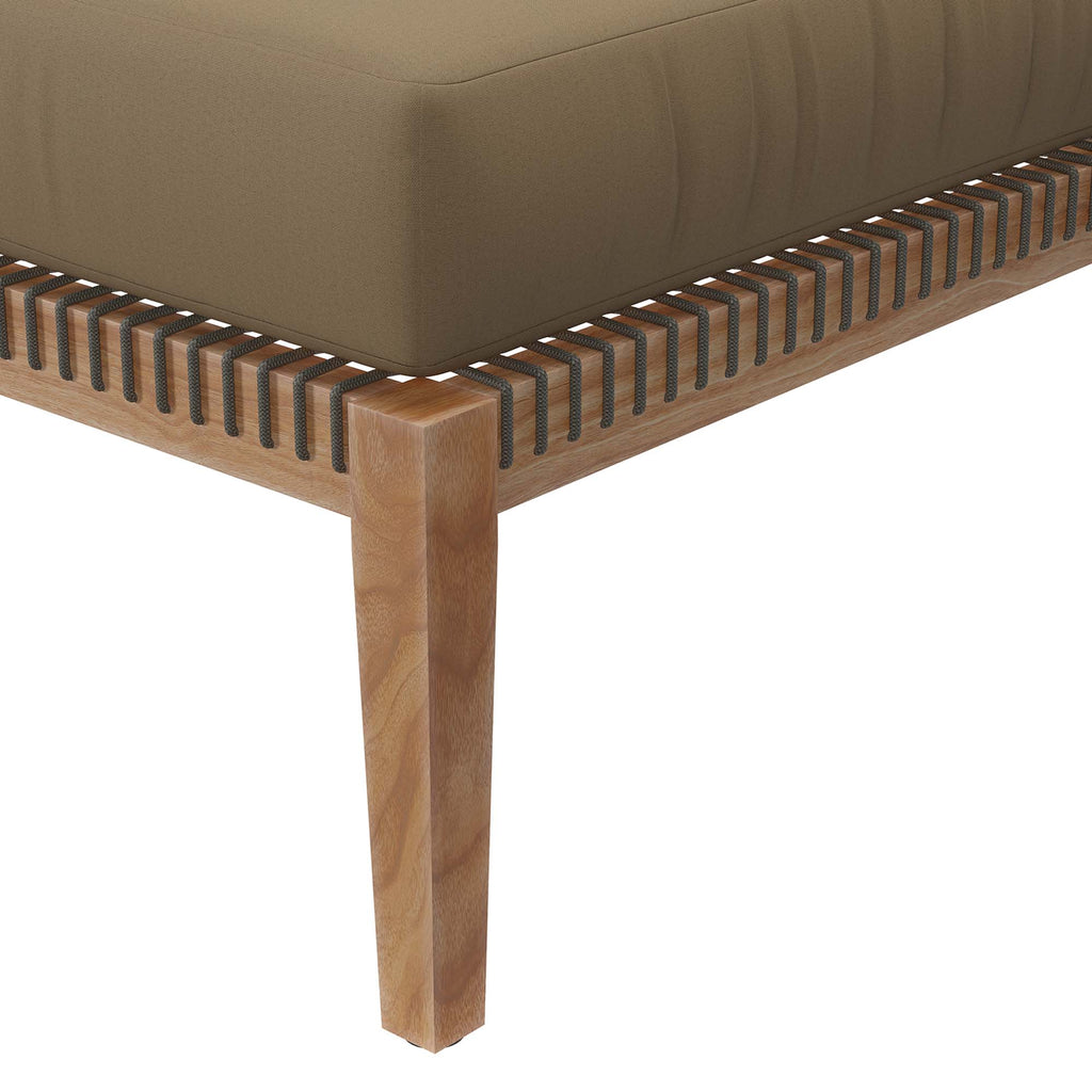 Clearwater Outdoor Patio Teak Wood Ottoman - Gray Light Brown