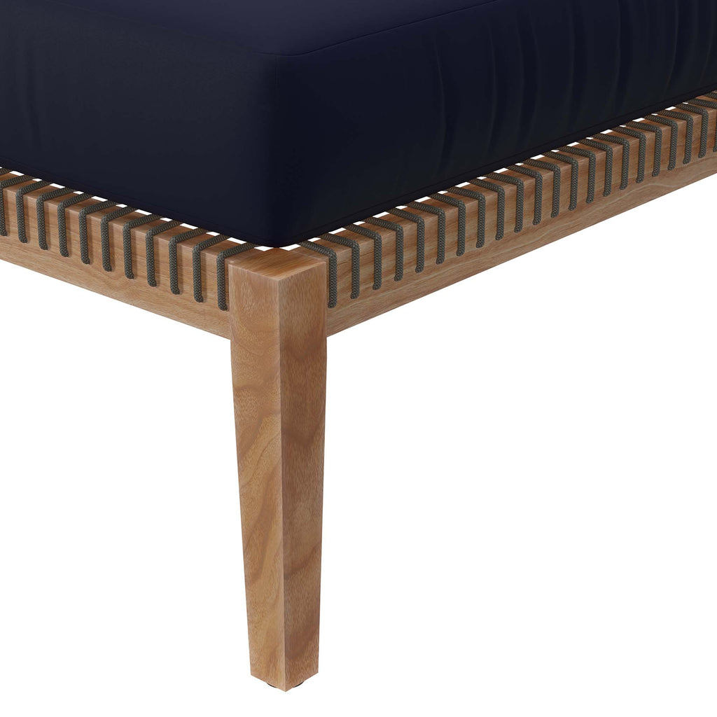 Clearwater Outdoor Patio Teak Wood Ottoman - Gray Navy