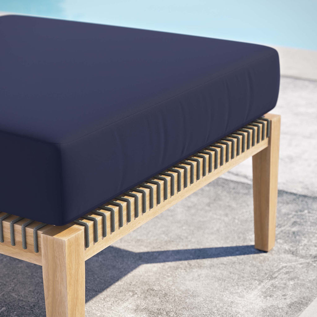 Clearwater Outdoor Patio Teak Wood Ottoman - Gray Navy