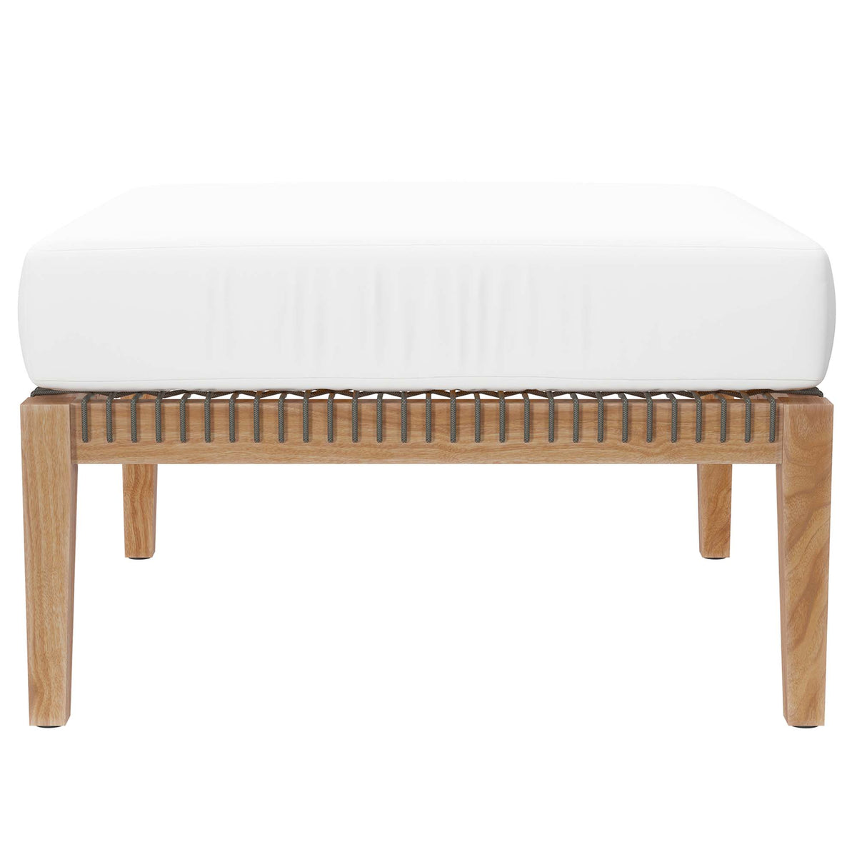 Clearwater Outdoor Patio Teak Wood Ottoman - Gray White