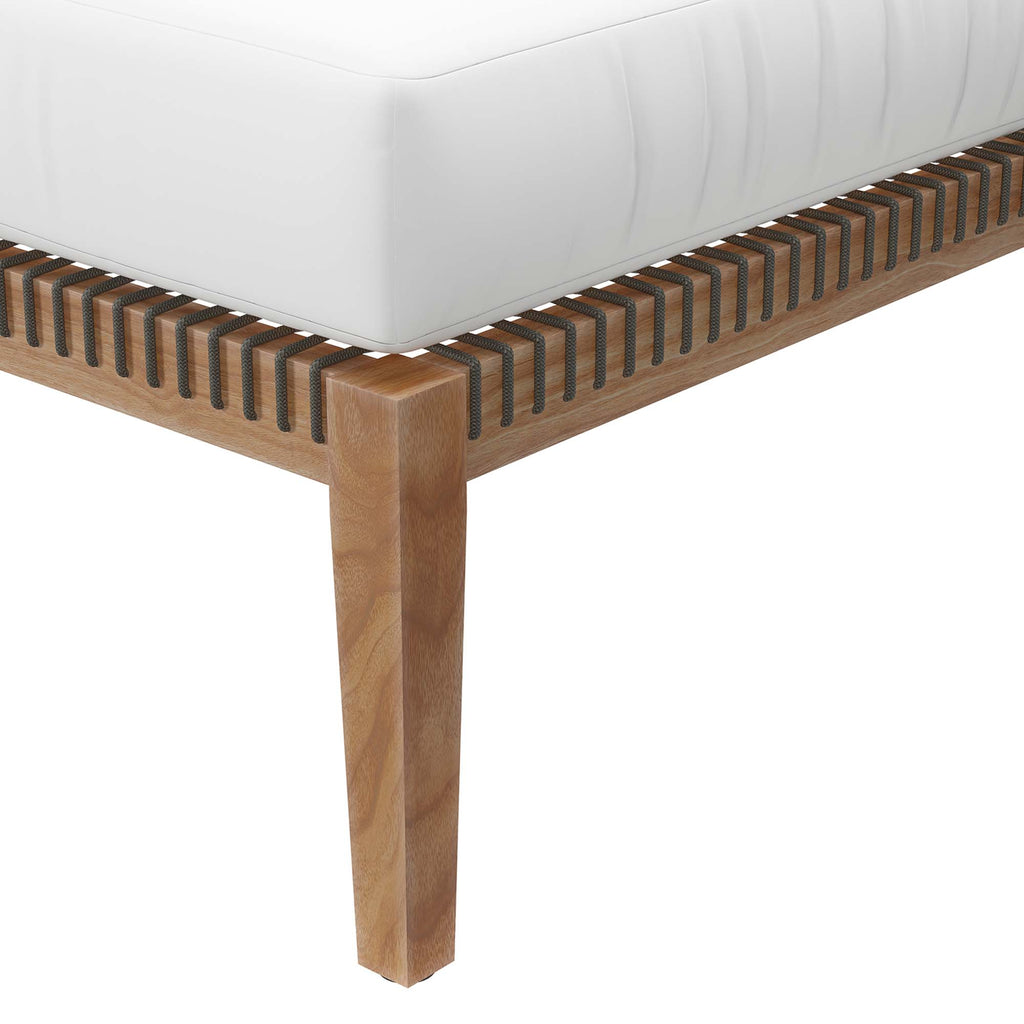 Clearwater Outdoor Patio Teak Wood Ottoman - Gray White