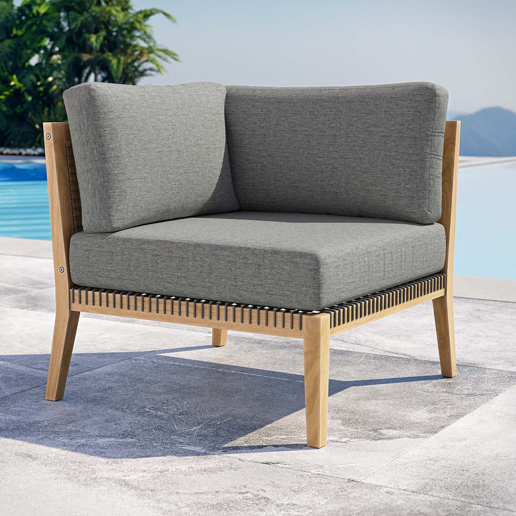 Clearwater Outdoor Patio Teak Wood Corner Chair - Gray Graphite