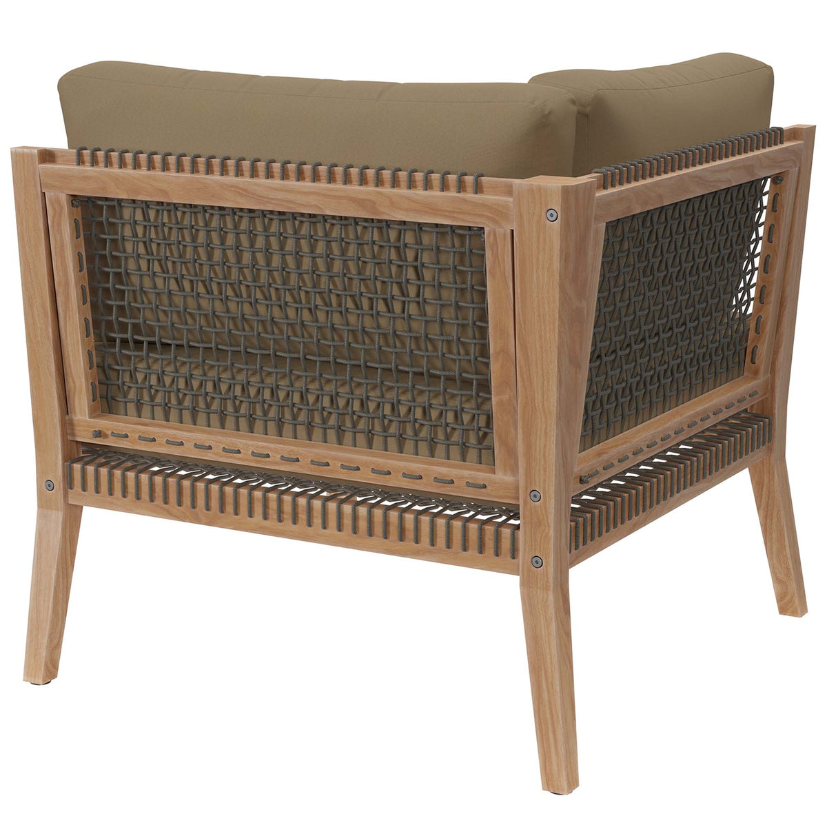 Clearwater Outdoor Patio Teak Wood Corner Chair - Gray Light Brown