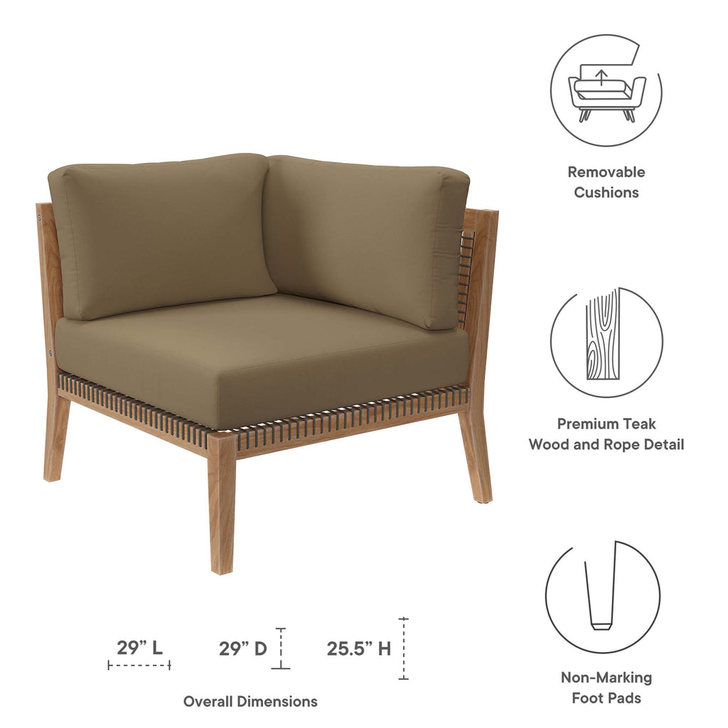 Clearwater Outdoor Patio Teak Wood Corner Chair - Gray Light Brown