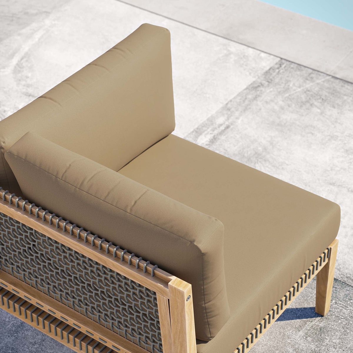 Clearwater Outdoor Patio Teak Wood Corner Chair - Gray Light Brown