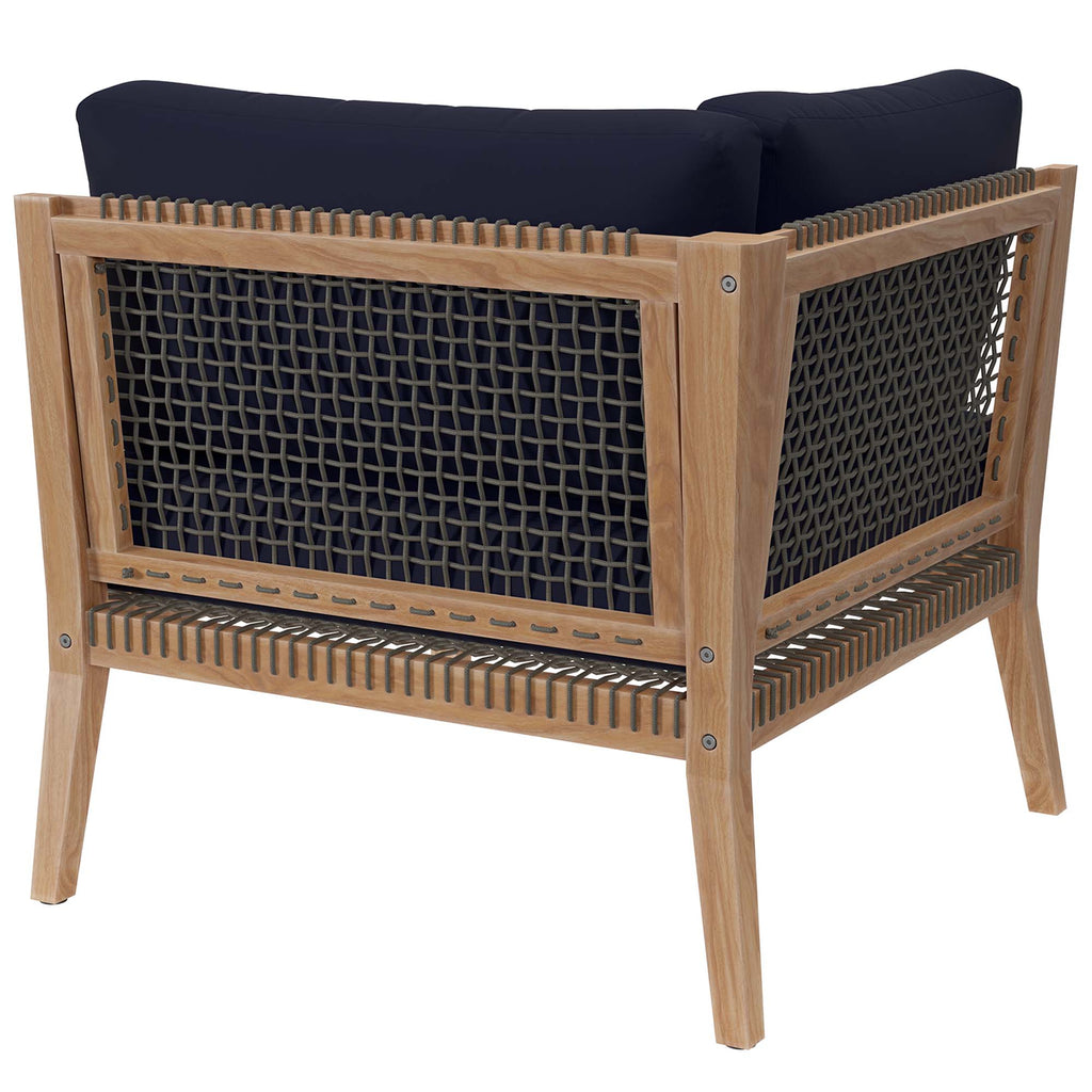 Clearwater Outdoor Patio Teak Wood Corner Chair - Gray Navy
