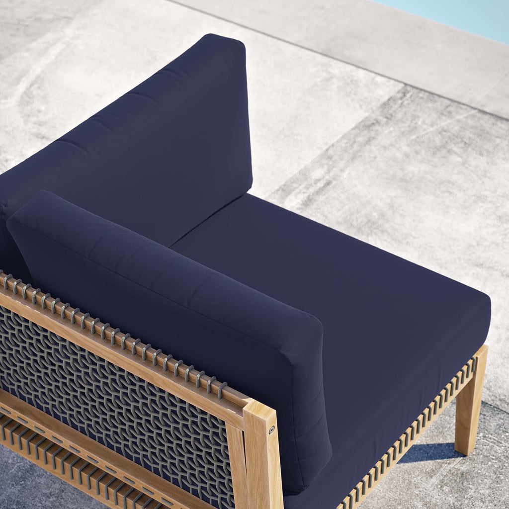 Clearwater Outdoor Patio Teak Wood Corner Chair - Gray Navy