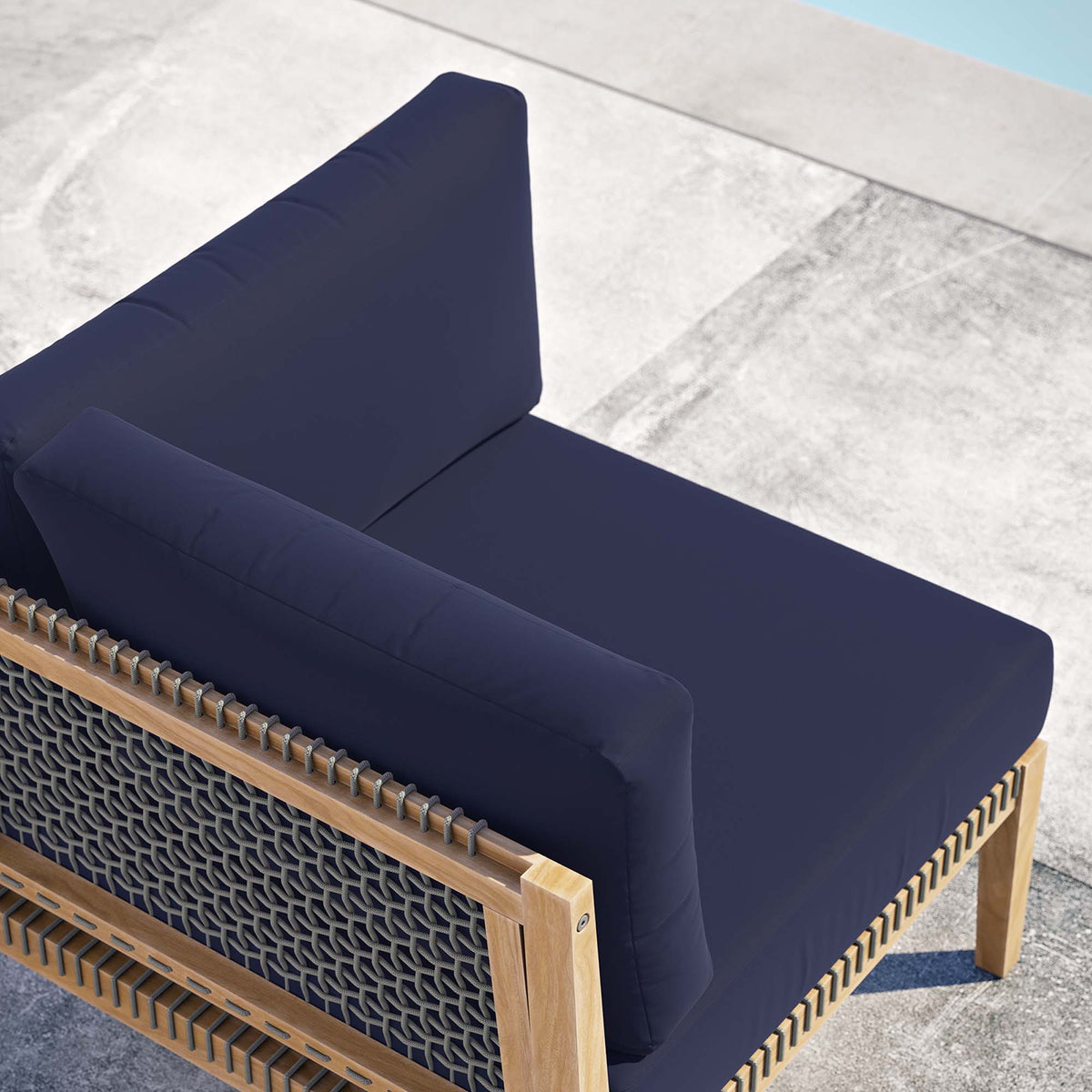 Clearwater Outdoor Patio Teak Wood Corner Chair - Gray Navy