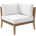Clearwater Outdoor Patio Teak Wood Corner Chair - Gray White