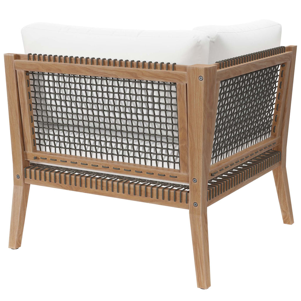 Clearwater Outdoor Patio Teak Wood Corner Chair - Gray White