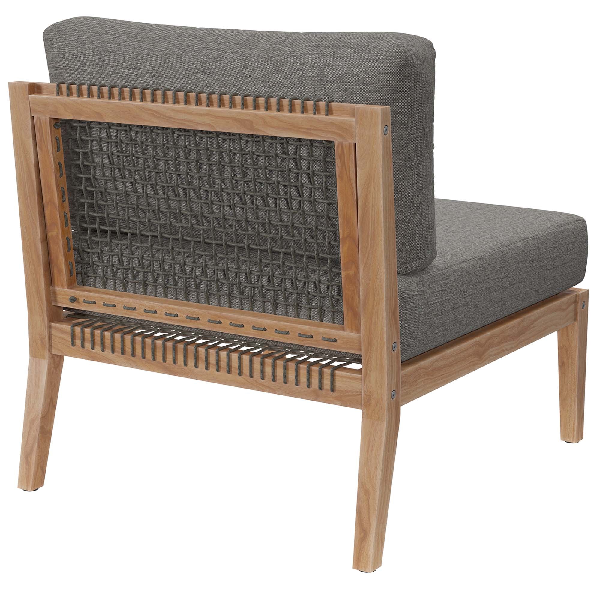 Clearwater Outdoor Patio Teak Wood Armless Chair - Gray Graphite
