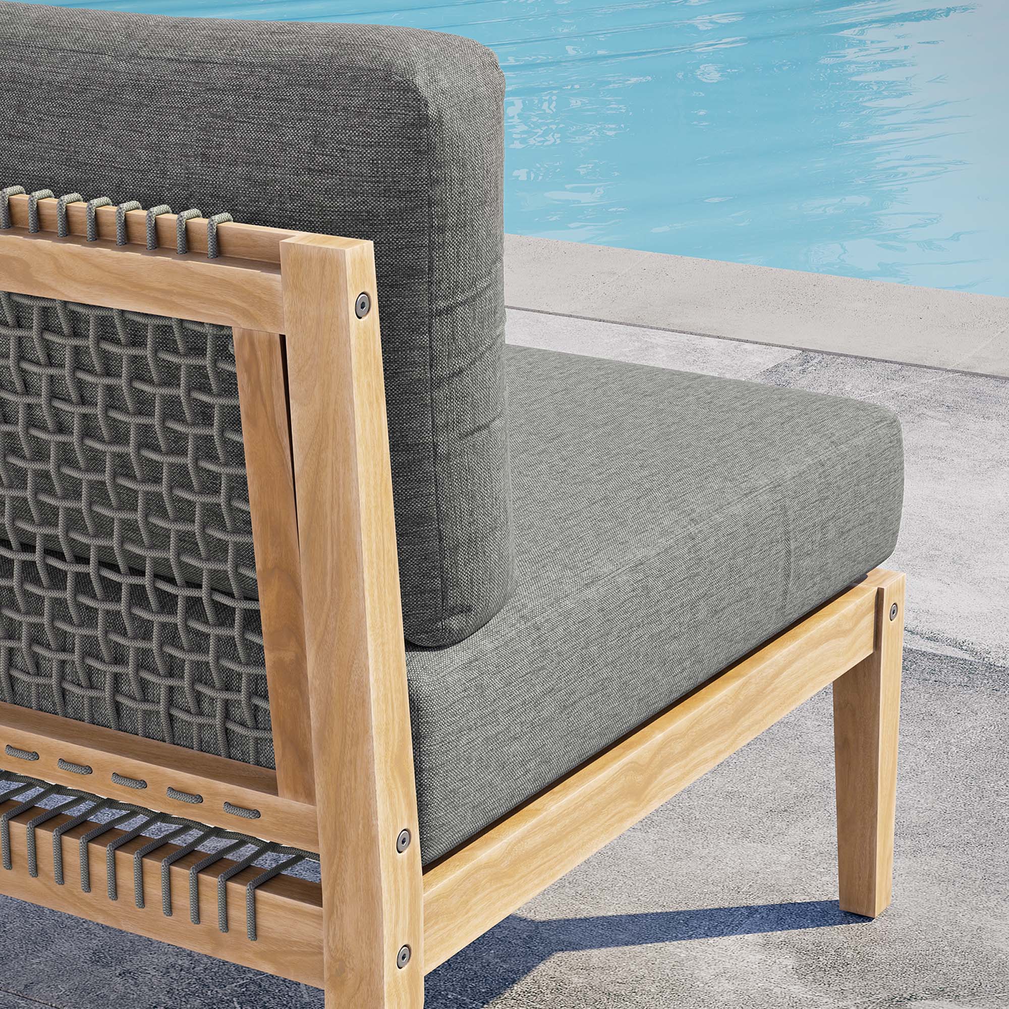 Clearwater Outdoor Patio Teak Wood Armless Chair - Gray Graphite