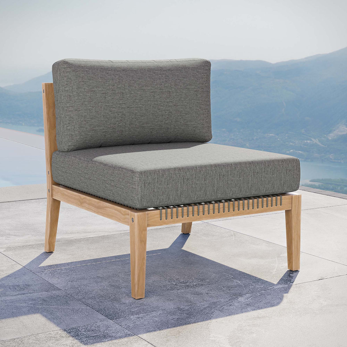 Clearwater Outdoor Patio Teak Wood Armless Chair - Gray Graphite