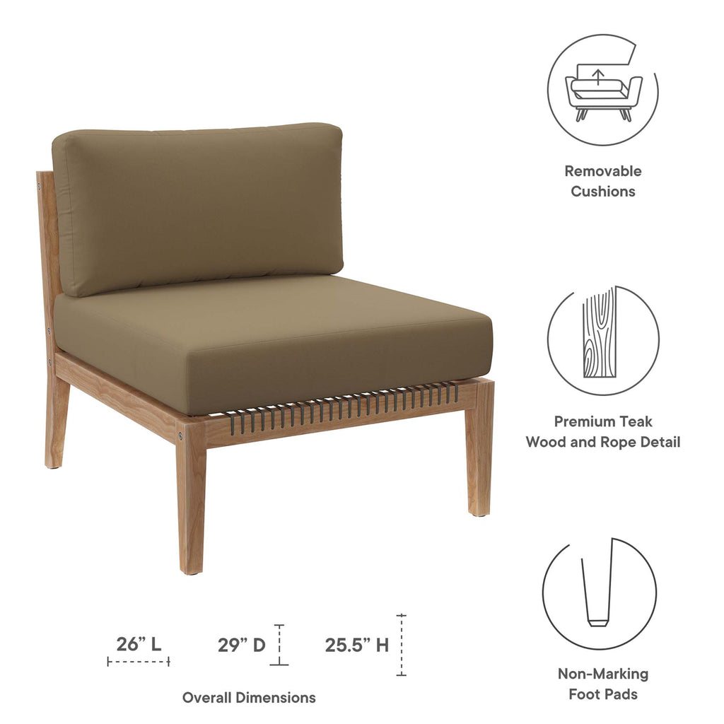 Clearwater Outdoor Patio Teak Wood Armless Chair - Gray Light Brown