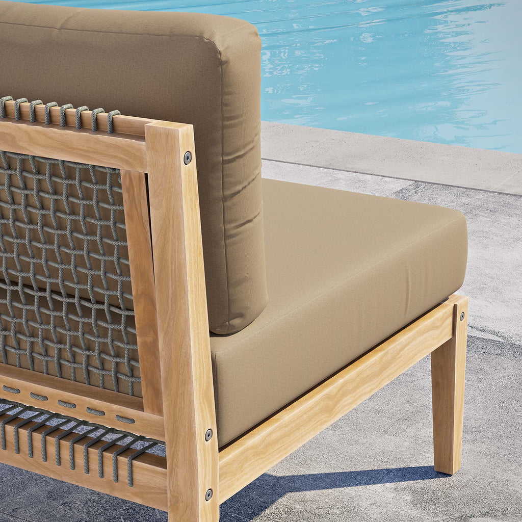 Clearwater Outdoor Patio Teak Wood Armless Chair - Gray Light Brown