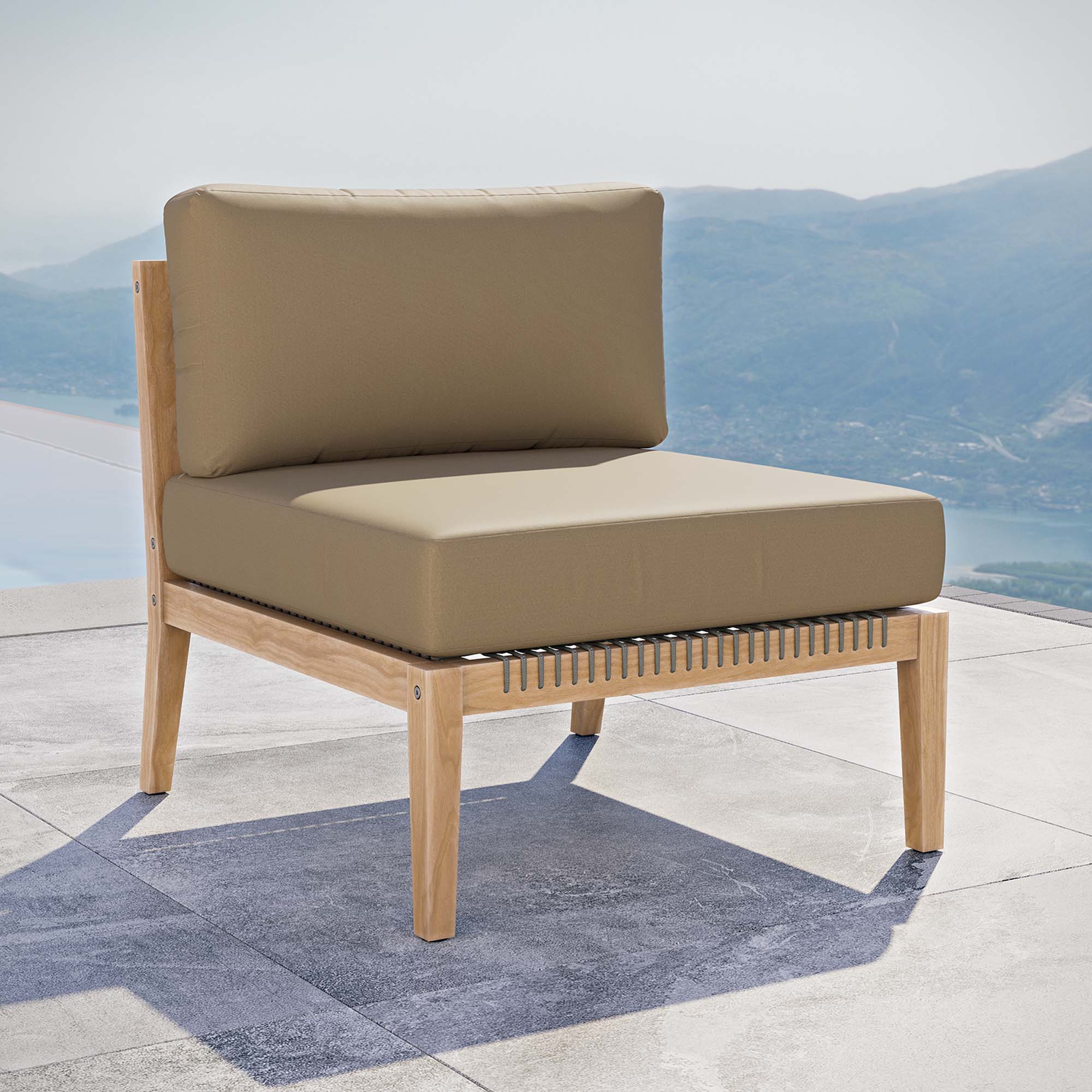 Clearwater Outdoor Patio Teak Wood Armless Chair - Gray Light Brown