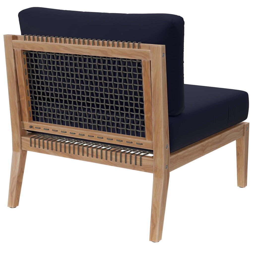 Clearwater Outdoor Patio Teak Wood Armless Chair - Gray Navy