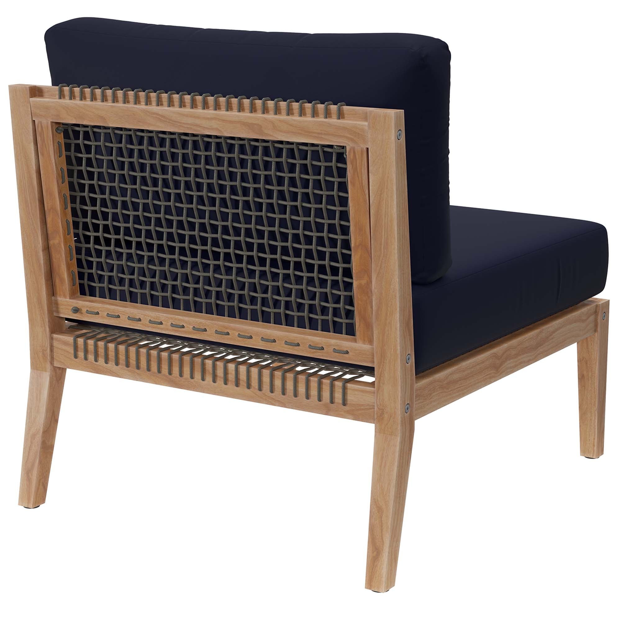 Clearwater Outdoor Patio Teak Wood Armless Chair - Gray Navy
