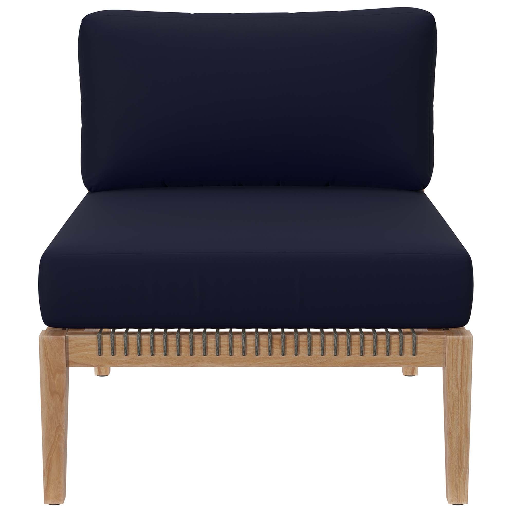 Clearwater Outdoor Patio Teak Wood Armless Chair - Gray Navy