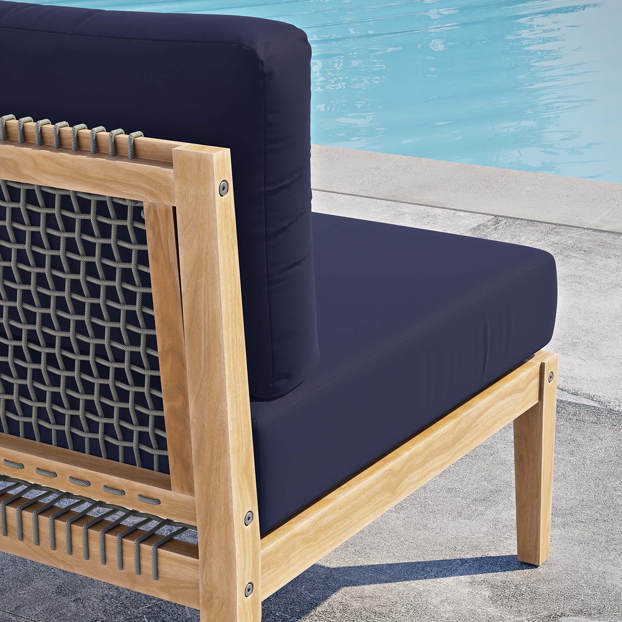 Clearwater Outdoor Patio Teak Wood Armless Chair - Gray Navy