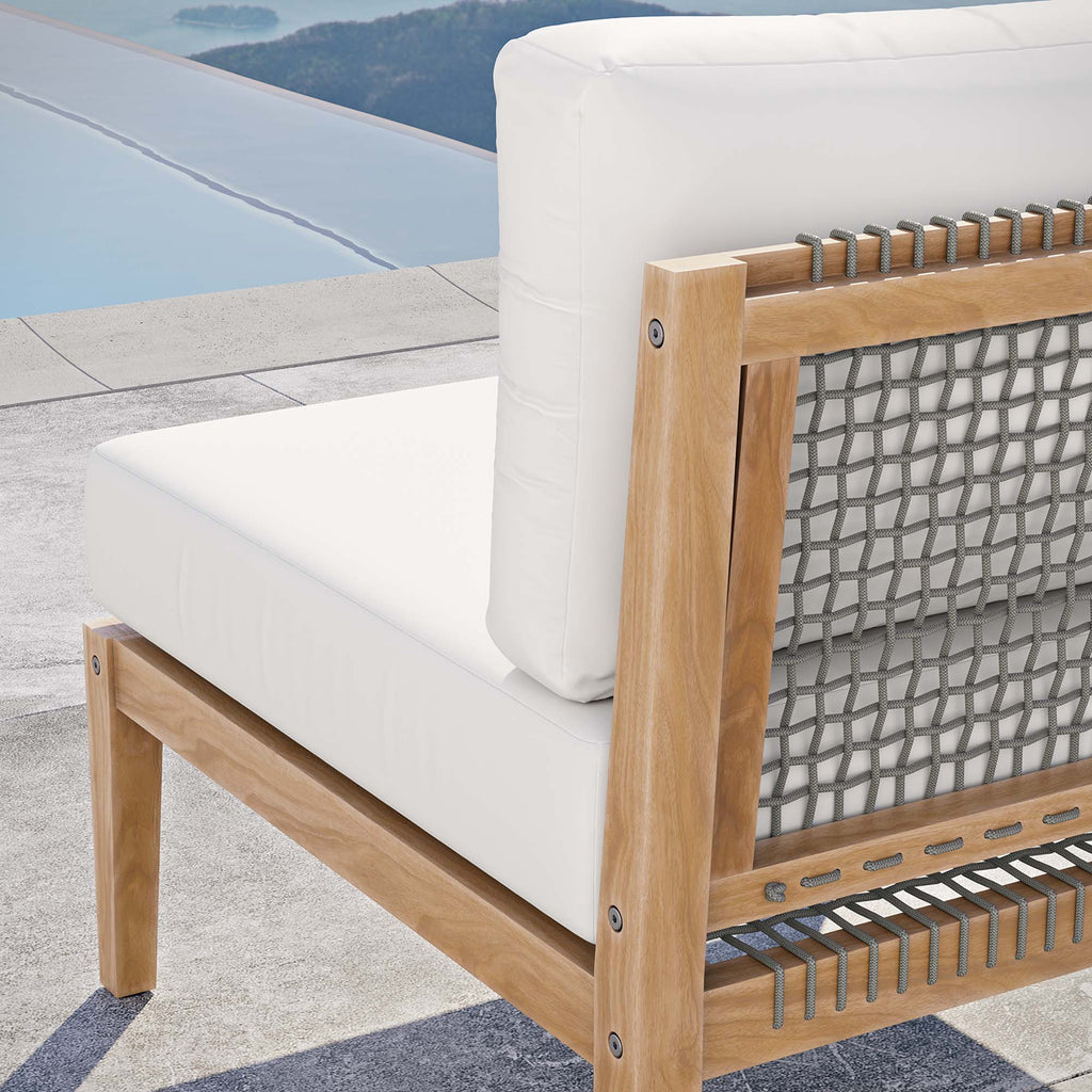 Clearwater Outdoor Patio Teak Wood Armless Chair - Gray White