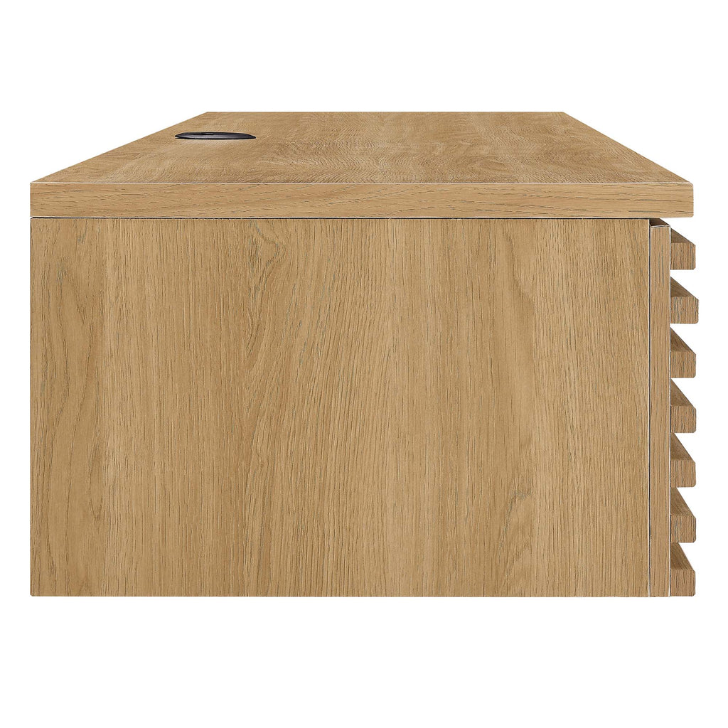 Render Wall Mount Wood Office Desk - Oak
