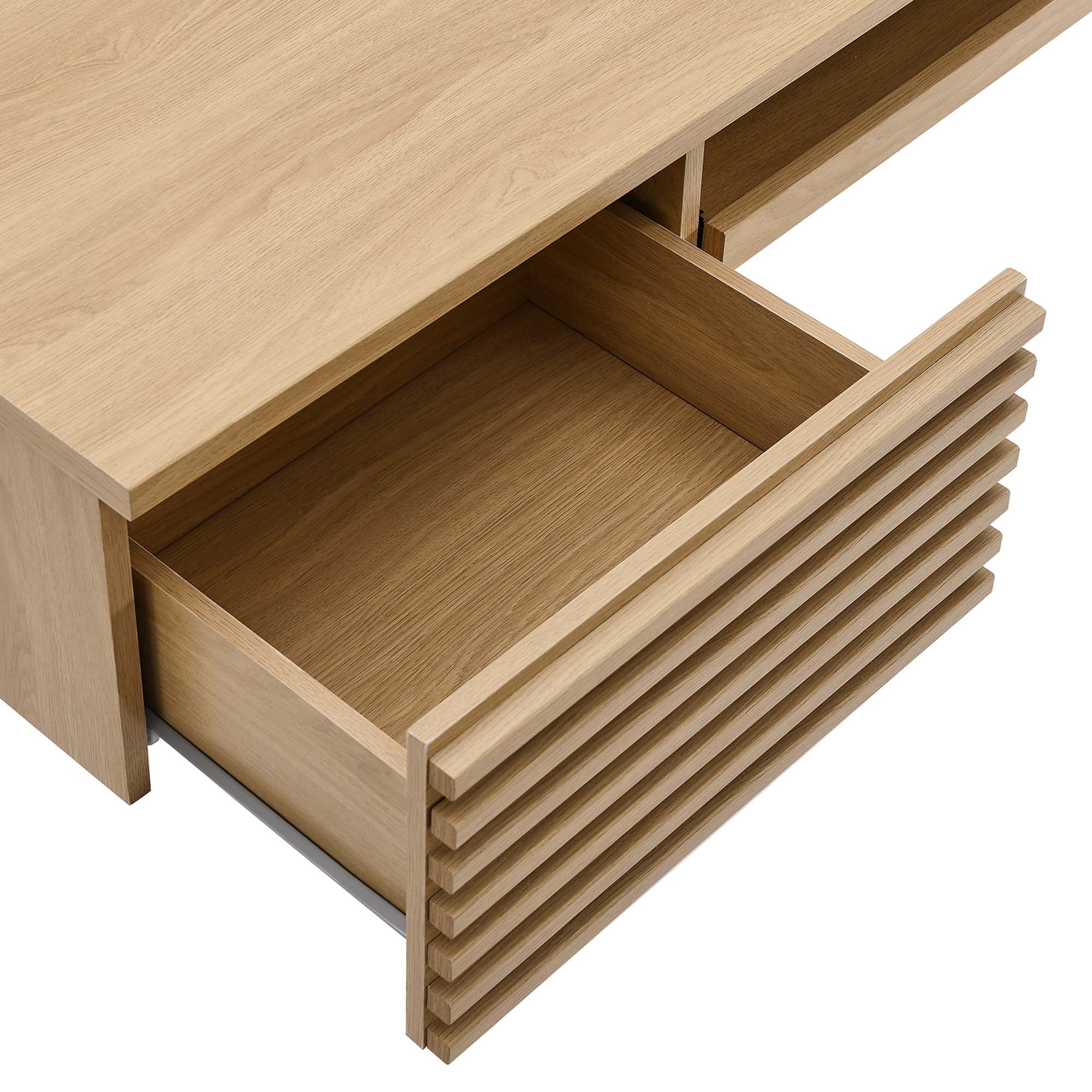 Render Wall Mount Wood Office Desk - Oak