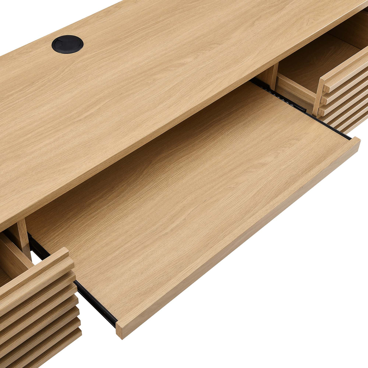 Render Wall Mount Wood Office Desk - Oak
